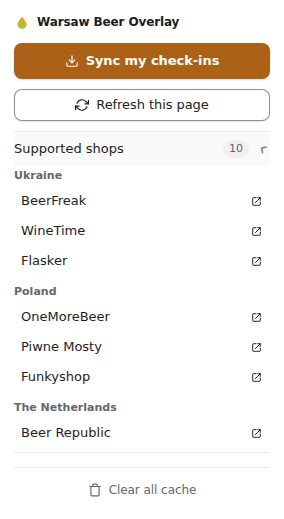 Expanded Supported shops directory grouped by shipping country